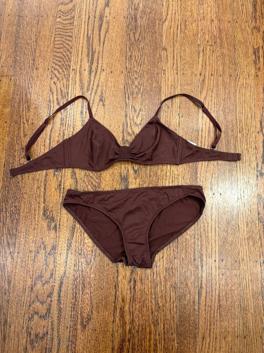 Malia Mills Brown Bikini Set – Minimalist Brown Swim – Top 34 / Bottom 6